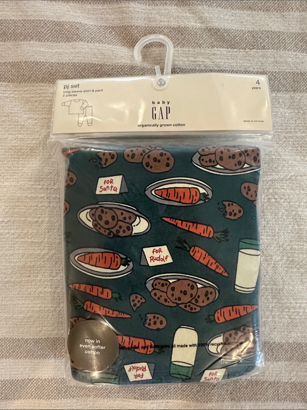 GAP Teal Baby Pajama Set with Cookie, Carrot & Milk Print